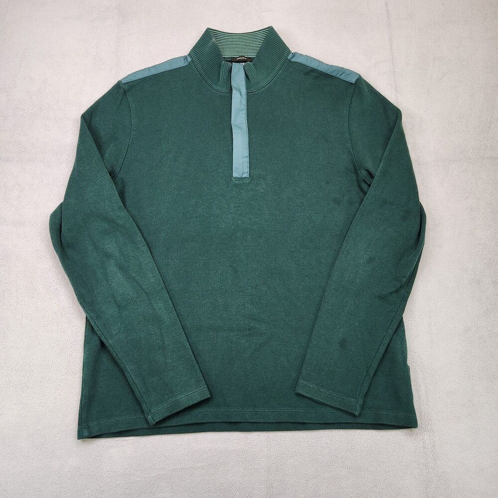 Hugo Boss Mens XL Sweater Knit Persano 100% Cotton 1/4 Zip Pullover Preppy Green